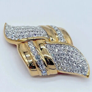 Swarovski Crystal Pave Gold Brooch